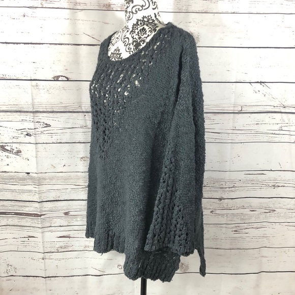 Free People Pointelle Vee Oversized Cotton Sweater - Picture 8 of 11